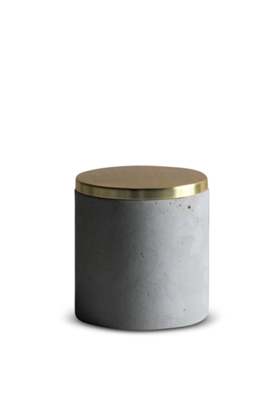 Concrete Pot W/Gold Lid