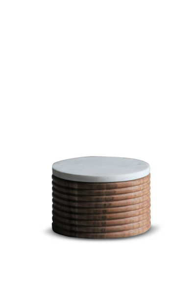 Wooden Pot W/Marble Lid